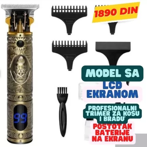Trimer za bradu i kosu - Brand Trimer A-Kvalitet Zlatni LCD merač baterije