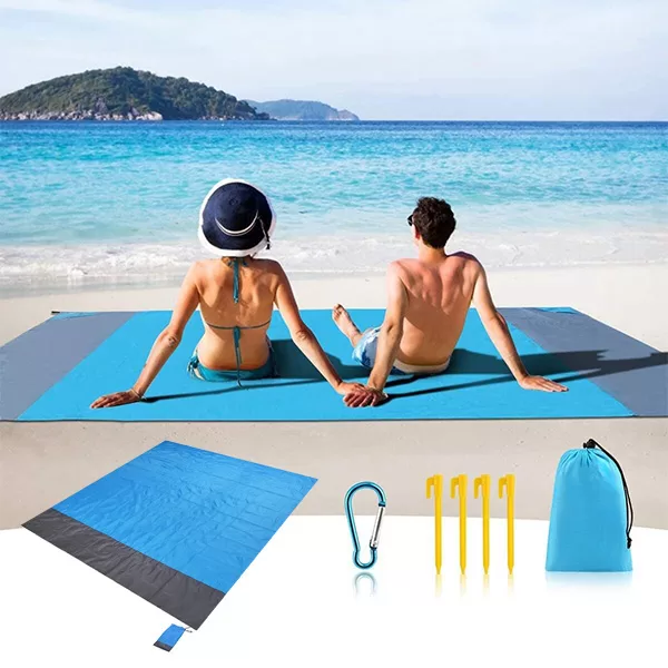 Velika vodootporna prostirka za plažu, kampovanje, travu - Boja Zelena boja trave - Boja Plava